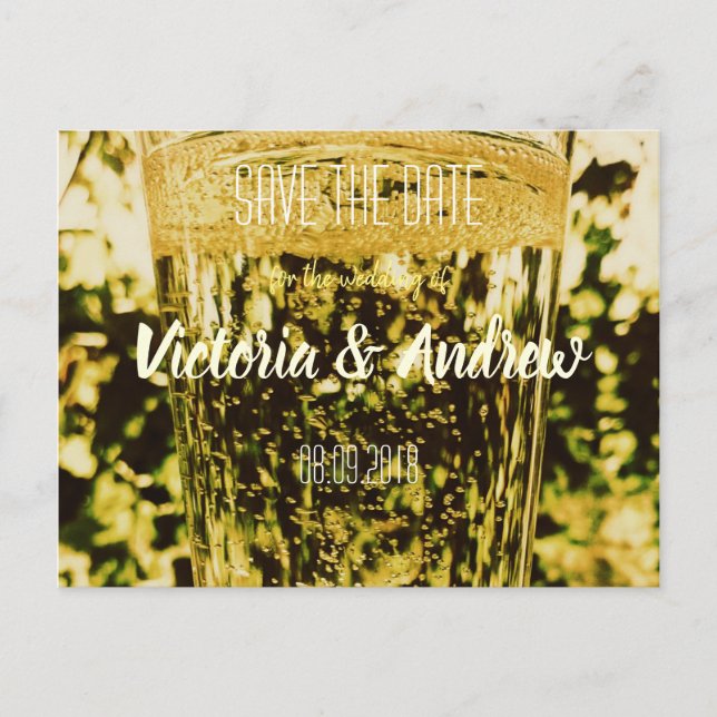 Guldglänsande Vinglas Spara Datum Postkort Meddelande Vykort (Framsida)