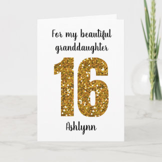 Guldglitter 16-årsdag sondotter kort