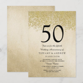 Guldglitter 50-års bröllopsjubileumsinbjudan inbjudningar