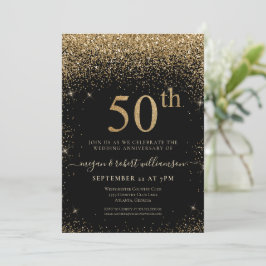 Guldglitter 50-års överraskningsjubileumssfest Sva Inbjudningar