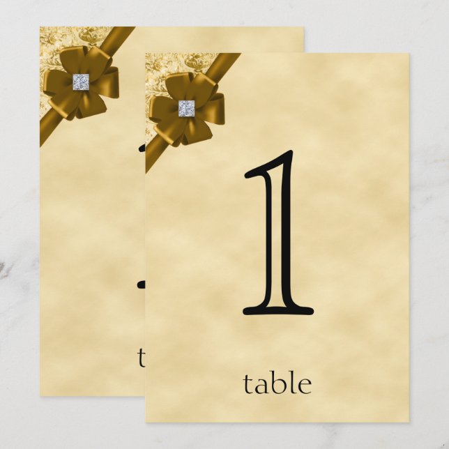Guldglitter 50-årsjubileum Bordnummer Inbjudningar (Fram/baksida)
