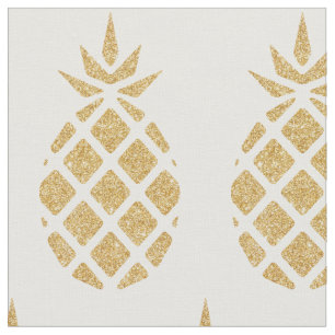 Guldglitter Ananas Tropisk Sommar Tyg