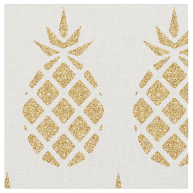 Guldglitter Ananas Tropisk Sommar Tyg (Närbild)