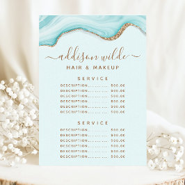 Guldglitter Blå Marmor Agat Service Pris Meny