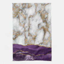 Guldglitter Blank vit marmor Violett