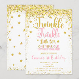 Guldglitter Blinkar Liten Stjärna Födelsedagsinbju Inbjudningar