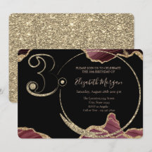  Guldglitter Burgundermarmor 30-årsdag   