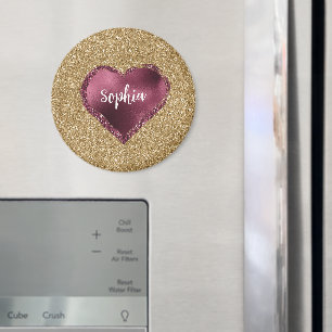 Guldglitter Burgunderrött Hjärtlig Kärlek Magnet