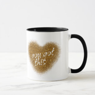 Guldglitter DU KLARAR DET Glamourhjärta Kaffe kopp