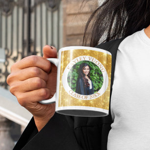 Guldglitter Examen Anpassad Senior Foto Kaffemugg