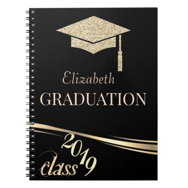 Guldglitter Examensmössa, Klass 2019 Anteckningsbok (Framsidan)