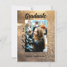 Guldglitter fotot examen lägg till namn klass text vykort