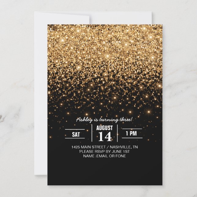 Guldglitter Glans Elegant Lyxig Textur        Inbjudningar (Framsida)
