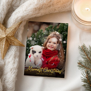 Guldglitter kalligrafi Foto God Jul Vykort