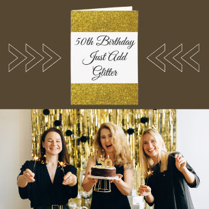 Guldglitter Kul För Henne På 50-årsdagen Kort