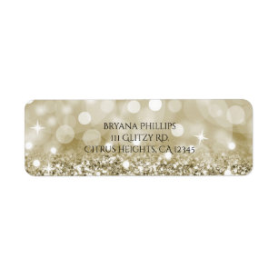 Guldglitter & Ljus Glamourös Chic Gyllene Glam Returadress Etikett