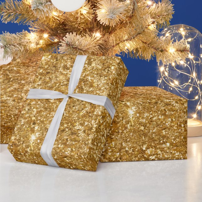 Guldglitter, Lyx Champagne Glans Presentpapper (Helgdagar)