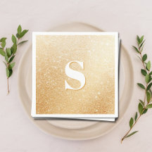 Guldglitter Lyx Personliga Monogram Servetter