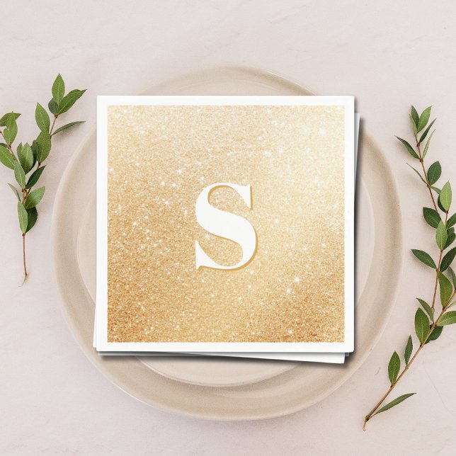 Guldglitter Lyx Personliga Monogram Servetter (Gold Glitter Luxury Personalized Monogram Napkins
)