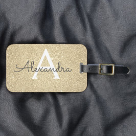 Guldglitter Monogramnamn Bagagebricka