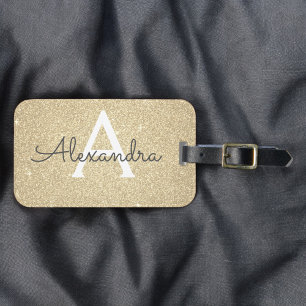 Guldglitter Monogramnamn Bagagebricka