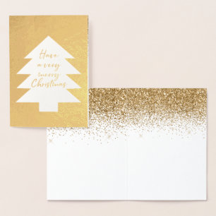 Guldglitter Mycket glad jul gran Folierat Kort