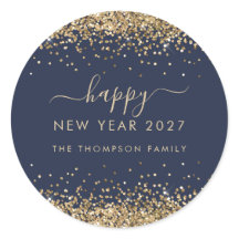 Guldglitter Namn Marinblå Gott Nytt År 2026