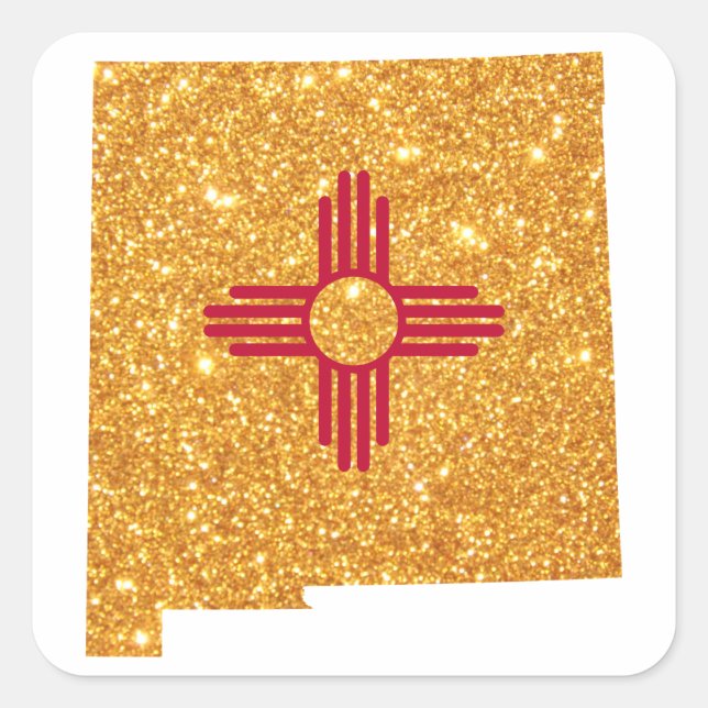 Guldglitter New Mexico Fyrkantigt Klistermärke (Framsida)