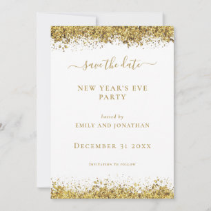 Guldglitter Nyårsafton Party Spara datum-kort Inbjudningar
