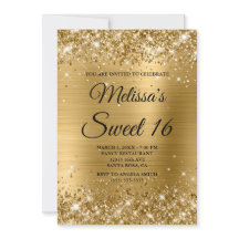 Guldglitter och folie Sweet 16 Fancy Monogram