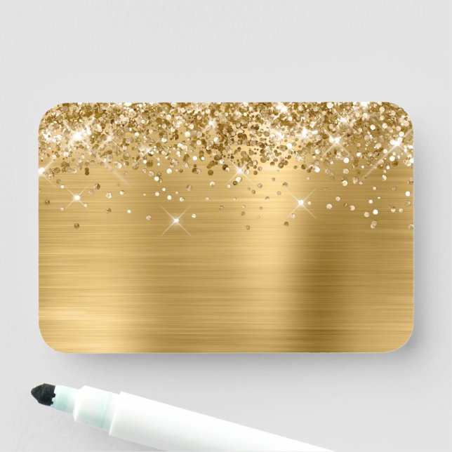 Guldglitter och folieblank namnbricka (På plats)