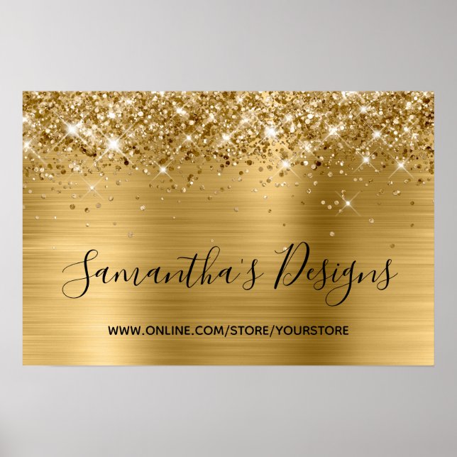 Guldglitter och metallisk folie webbutik poster (Framsidan)