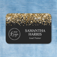 Guldglitter och svart logotyp