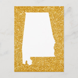 Guldglitter och vit Alabama Vykort