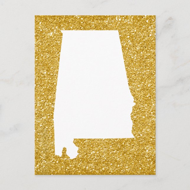 Guldglitter och vit Alabama Vykort (Framsida)