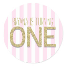 Guldglitter ONE 1-års födelsedagsfest favor-stickr