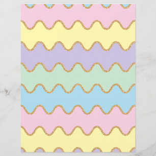 Guldglitter Regnbåge Vågigt Mönster Scrapbookpappe