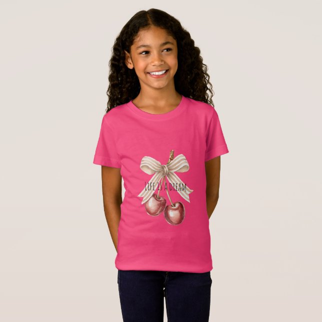 Guldglitter Röda Körsbär   T Shirt (Hel framsida)