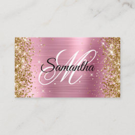Guldglitter Rosa Folie Fancy Monogram Visitkort