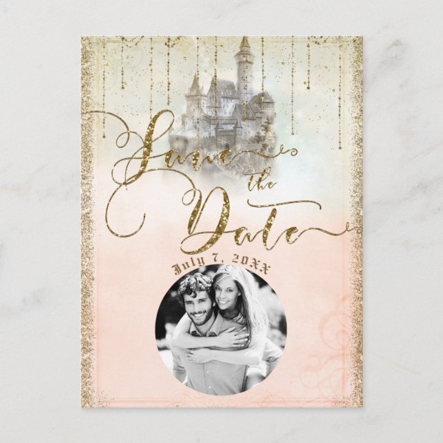 Guldglitter saga bokslott Spara datum foton Meddelande Vykort (Framsida)