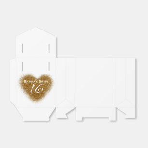 Guldglitter Spill Sweet 16 Hjärtformade presentask