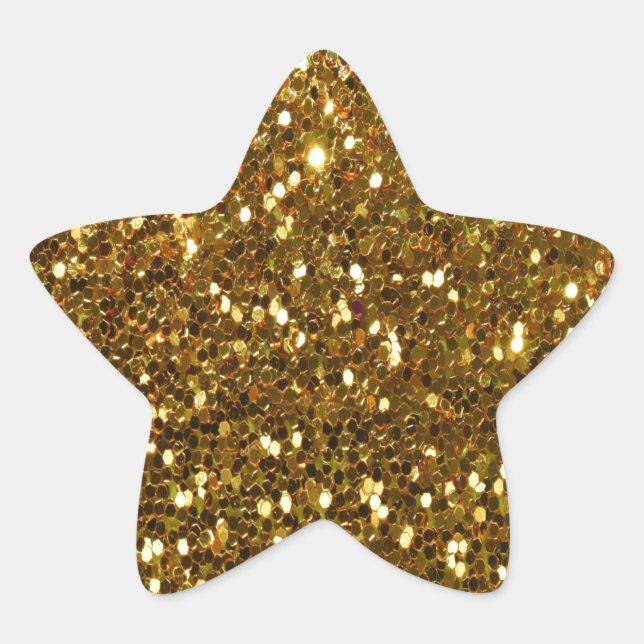 Guldglitter Stjärnformat Klistermärke (Framsida)