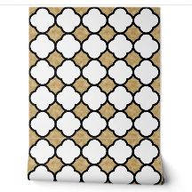 Guldglitter Svart och Vitt Geometriskt Quatrefoil