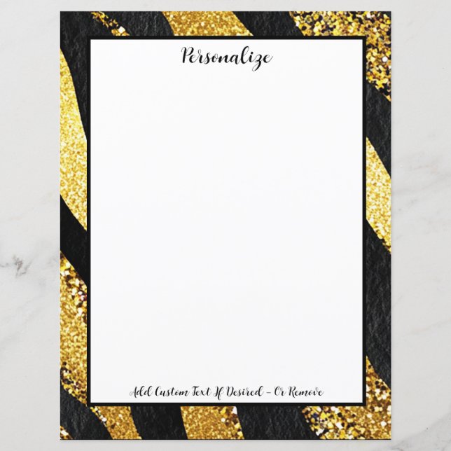 Guldglitter Svart Randdesign Personlig (Framsida)