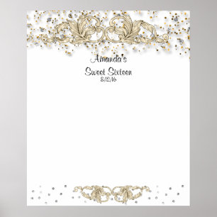 Guldglitter, Sweet Sixteen, Bat Mitzvah välkomstsk Poster