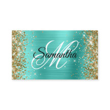 Guldglitter Turkos Folie Fancy Monogram