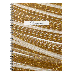 Guldglitter Vit Glans Chic Glamour Anteckningsbok Med Spiral