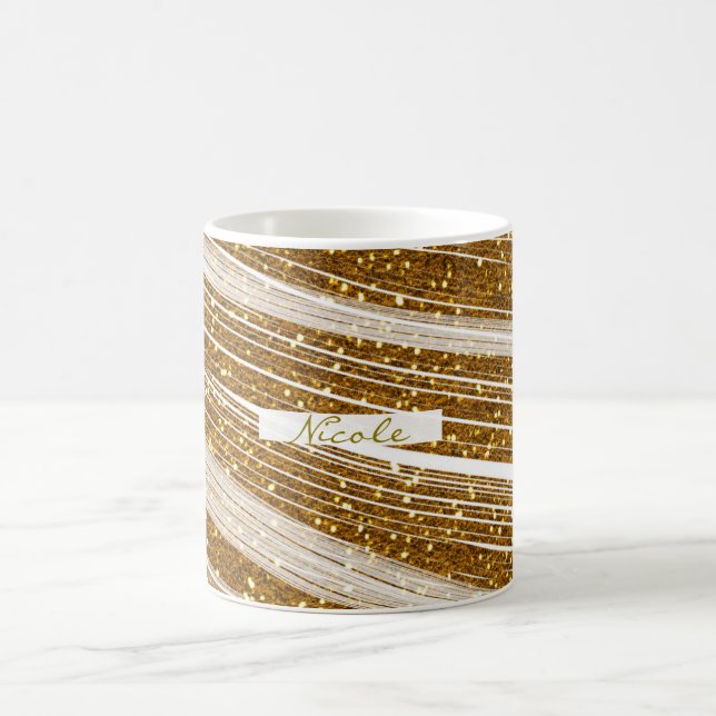 Guldglitter Vit Glans Glamour Kaffemugge Kaffemugg (Center)