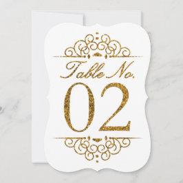 Guldglittereffekt Bröllopsbord Nummerkort (02) Inbjudningar