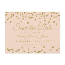Guldglitterkonfetti Save The Date Blush Rose